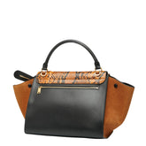 セリーヌ トラペーズ ミディアム ハンドバッグ ショルダーバッグ 2WAY ブラック オレンジ ブラウン レザー パイソン スエード レディース CELINE 【中古】